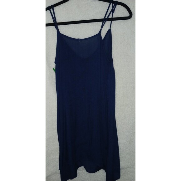Free People Navy Blue Sheer Long Flowy Tank Top with Adjustable Straps Small - Picture 2 of 8